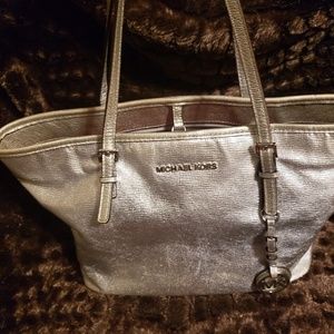 Silver Michael Kors satchel
